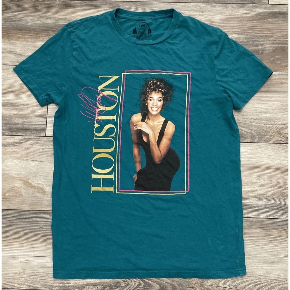 Vintage LEE Whitney Houston T-shirt Size Small Green